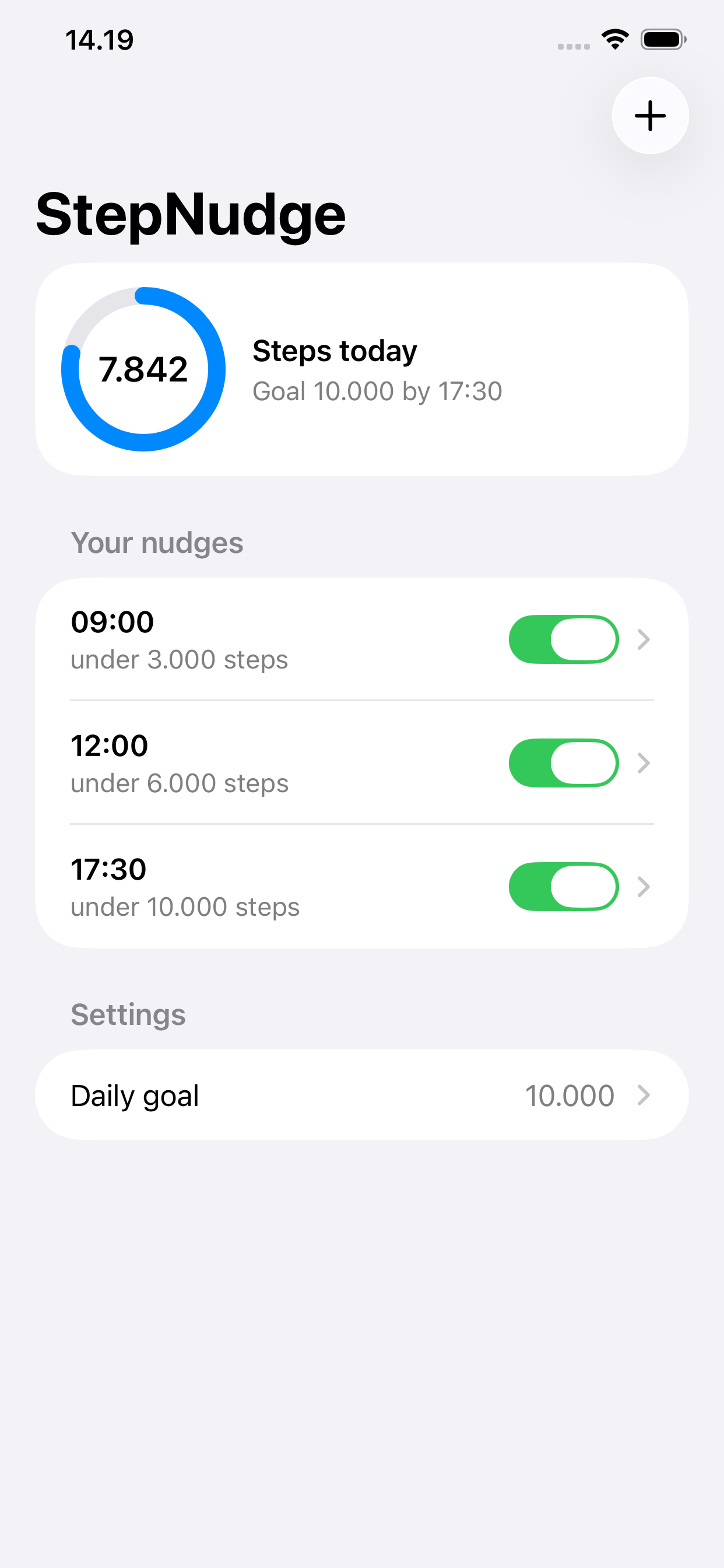 StepNudge dashboard